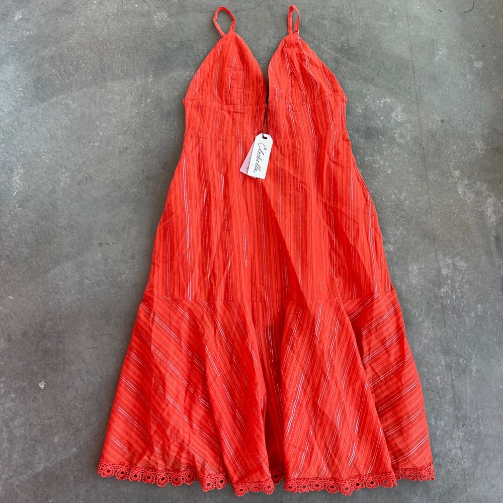 Cleobella V-Neck A Line Smocked Back Dress Size M